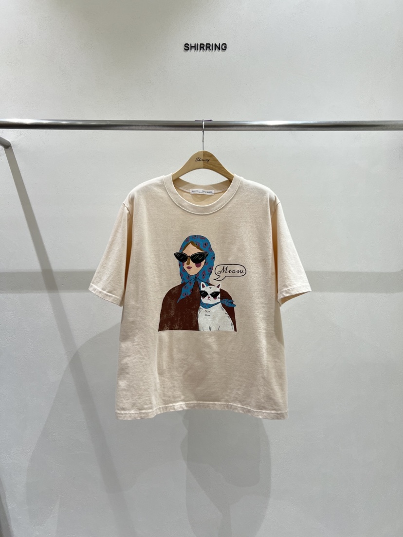 SHIRRING韓國直郵㊣女士新品時尚25秋冬熱賣休閑人氣T恤圍巾SHIRRINGT恤圖色2