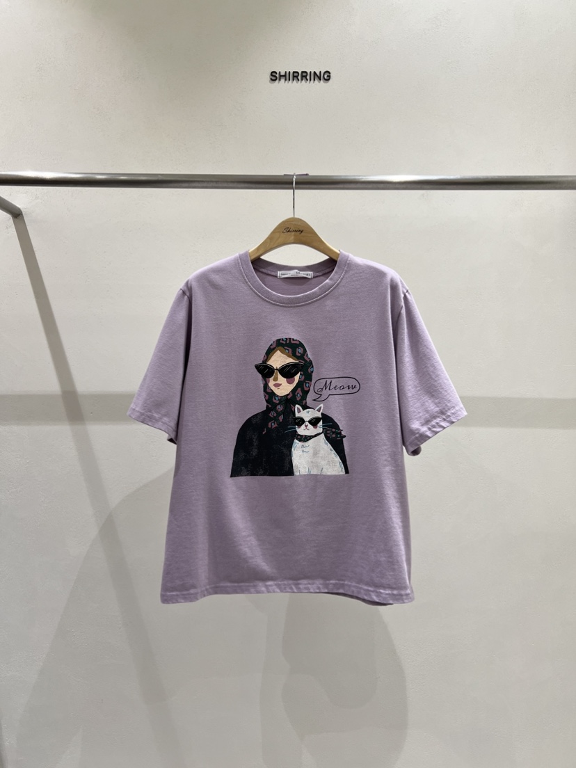 SHIRRING韓國直郵㊣女士新品時尚25秋冬熱賣休閑人氣T恤圍巾SHIRRINGT恤圖色3