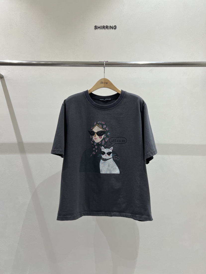 SHIRRING韓國直郵㊣女士新品時尚25秋冬熱賣休閑人氣T恤圍巾SHIRRINGT恤圖色4