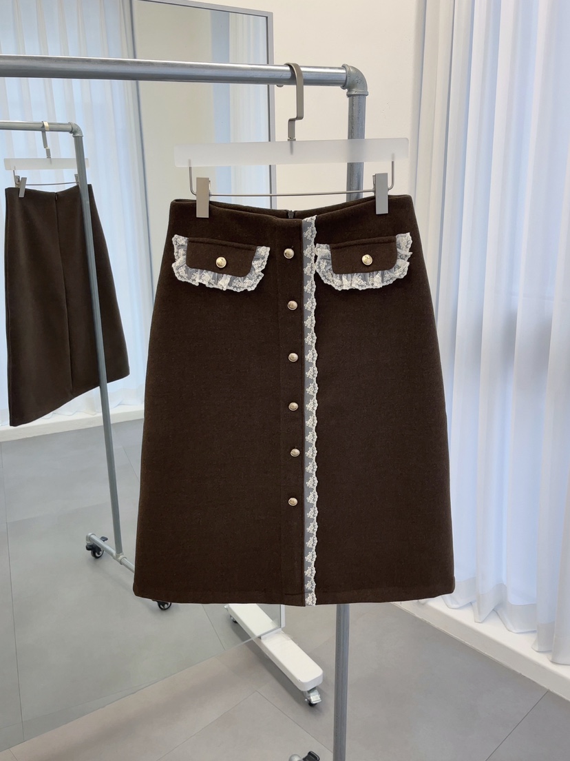 J CRANE-A東大門㊣實拍女士新品熱賣半身裙中短裙羊毛蕾絲J CRANE半身裙/中短裙圖色1