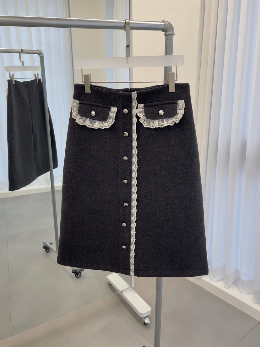 J CRANE-A東大門㊣實拍女士新品熱賣半身裙中短裙羊毛蕾絲J CRANE半身裙/中短裙圖色2