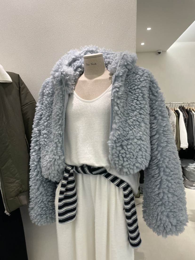 NOB韓國直郵㊣女裝新款人氣休閑熱賣職業25秋冬短款大衣拉鏈NOB短款大衣圖色2