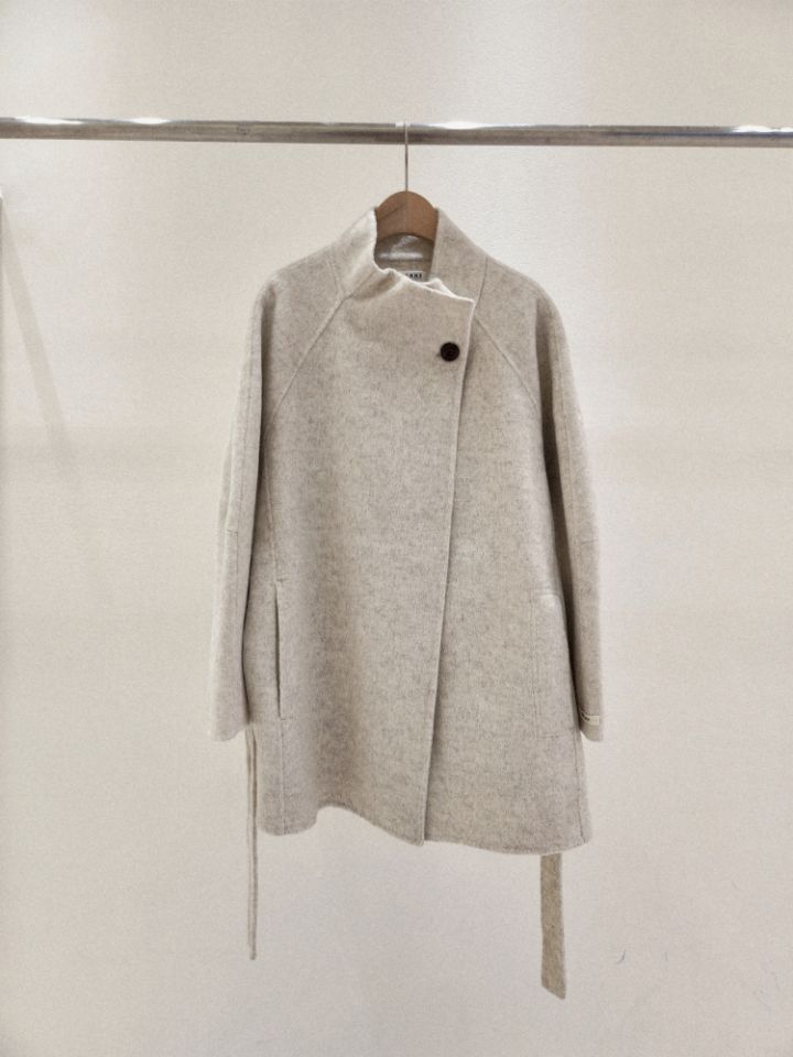 FEMME東大門㊣直郵女士新品時尚職業25秋冬中長款大衣含腰帶手工FEMME中長款大衣