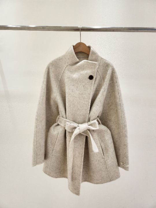 FEMME東大門㊣直郵女士新品時尚職業25秋冬中長款大衣含腰帶手工FEMME中長款大衣