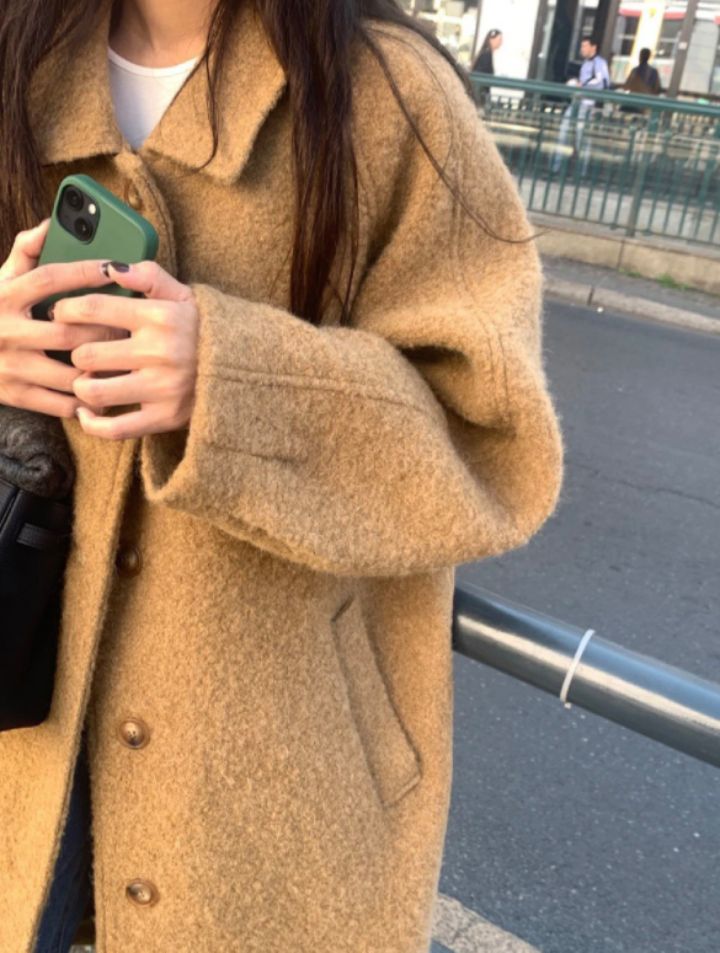 STAY HERE韓國直郵㊣女裝新款時尚熱賣職業推薦中長款大衣STAY HERE中長款大衣