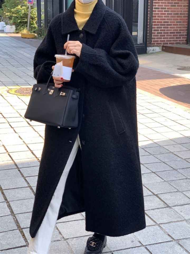 STAY HERE韓國直郵㊣女裝新款時尚熱賣職業推薦中長款大衣STAY HERE中長款大衣