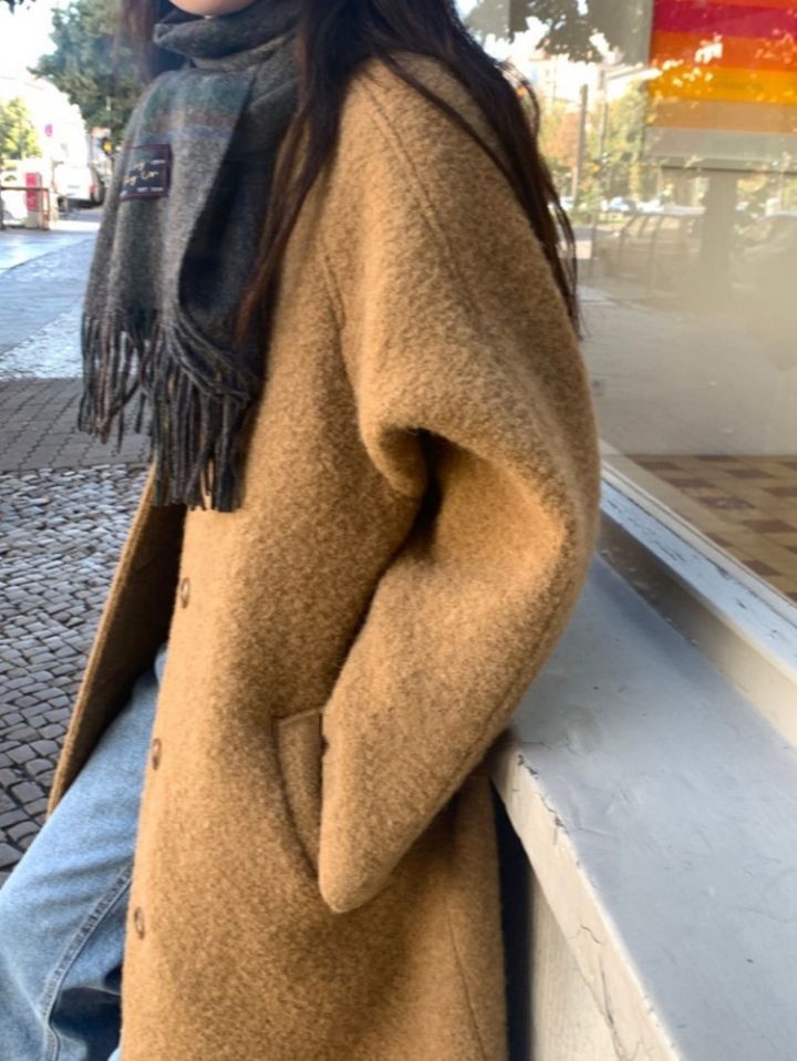 STAY HERE韓國直郵㊣女裝新款時尚熱賣職業推薦中長款大衣STAY HERE中長款大衣