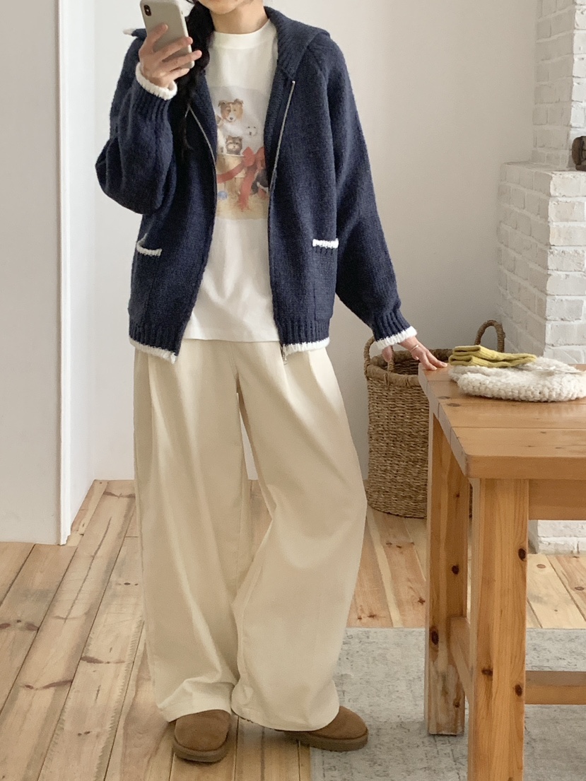 WOOD東大門㊣直郵女裝新品職業時尚人氣休閑推薦針織衫拉鏈WOOD針織衫