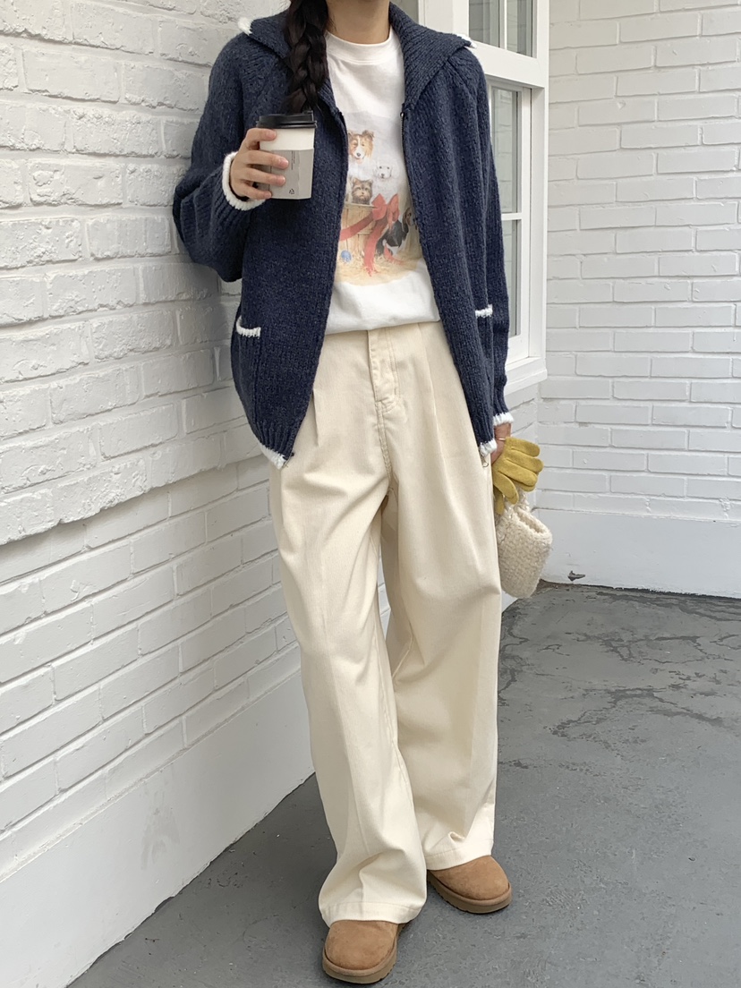 WOOD東大門㊣直郵女裝新品職業時尚人氣休閑推薦針織衫拉鏈WOOD針織衫