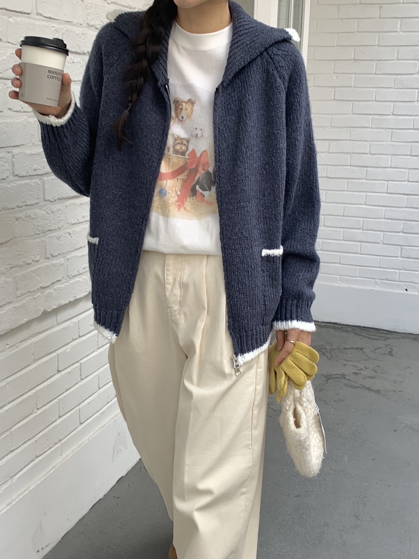 WOOD東大門㊣直郵女裝新品職業時尚人氣休閑推薦針織衫拉鏈WOOD針織衫