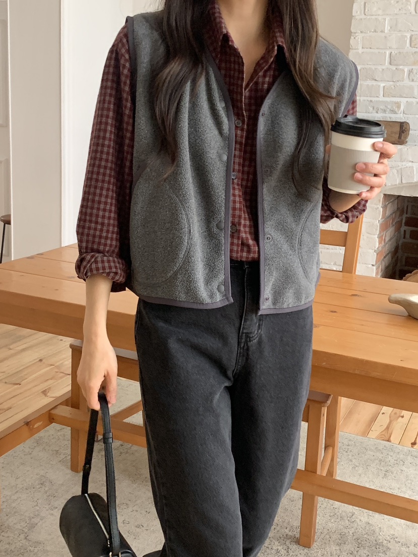 WOOD韓國直郵㊣女士新品人氣熱賣25秋冬推薦休閑職業馬甲抓絨WOOD馬甲