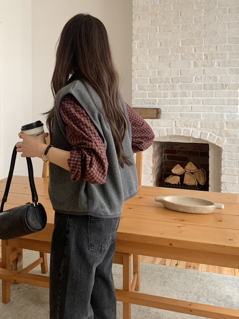 WOOD韓國直郵㊣女士新品人氣熱賣25秋冬推薦休閑職業馬甲抓絨WOOD馬甲