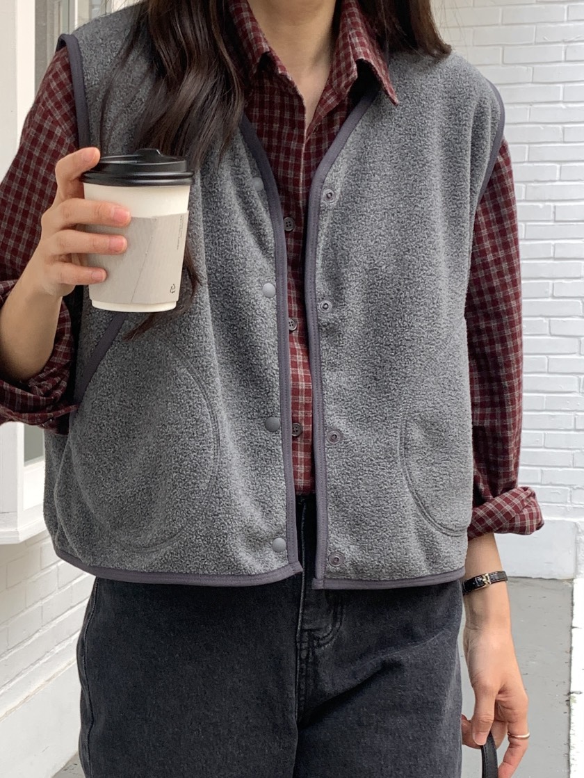 WOOD韓國直郵㊣女士新品人氣熱賣25秋冬推薦休閑職業馬甲抓絨WOOD馬甲