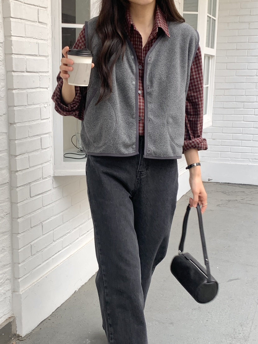 WOOD韓國直郵㊣女士新品人氣熱賣25秋冬推薦休閑職業馬甲抓絨WOOD馬甲