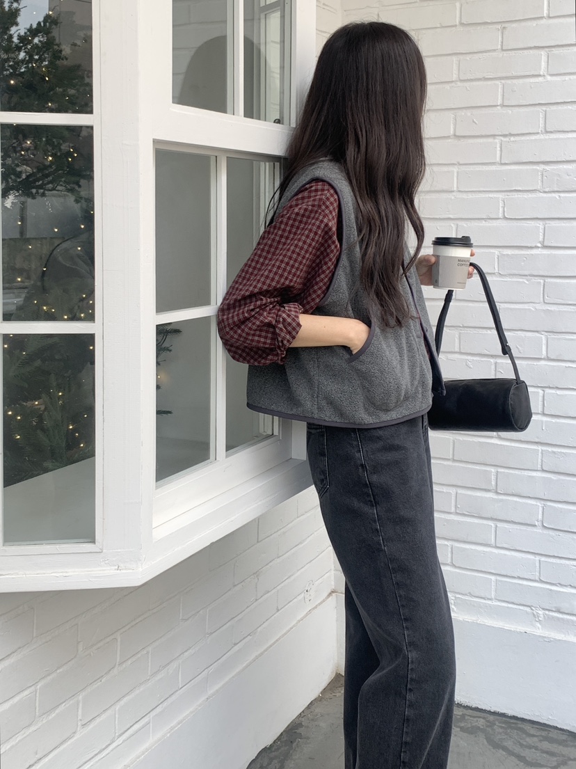 WOOD韓國直郵㊣女士新品人氣熱賣25秋冬推薦休閑職業馬甲抓絨WOOD馬甲