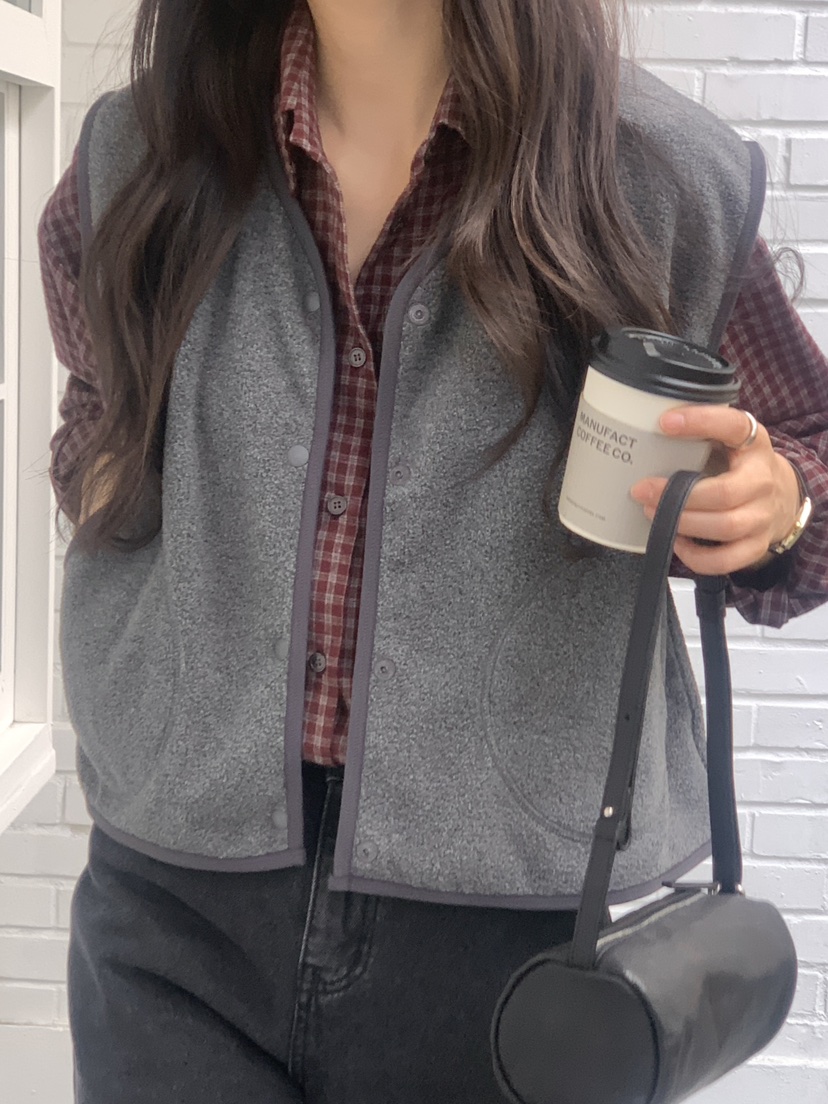 WOOD韓國直郵㊣女士新品人氣熱賣25秋冬推薦休閑職業馬甲抓絨WOOD馬甲