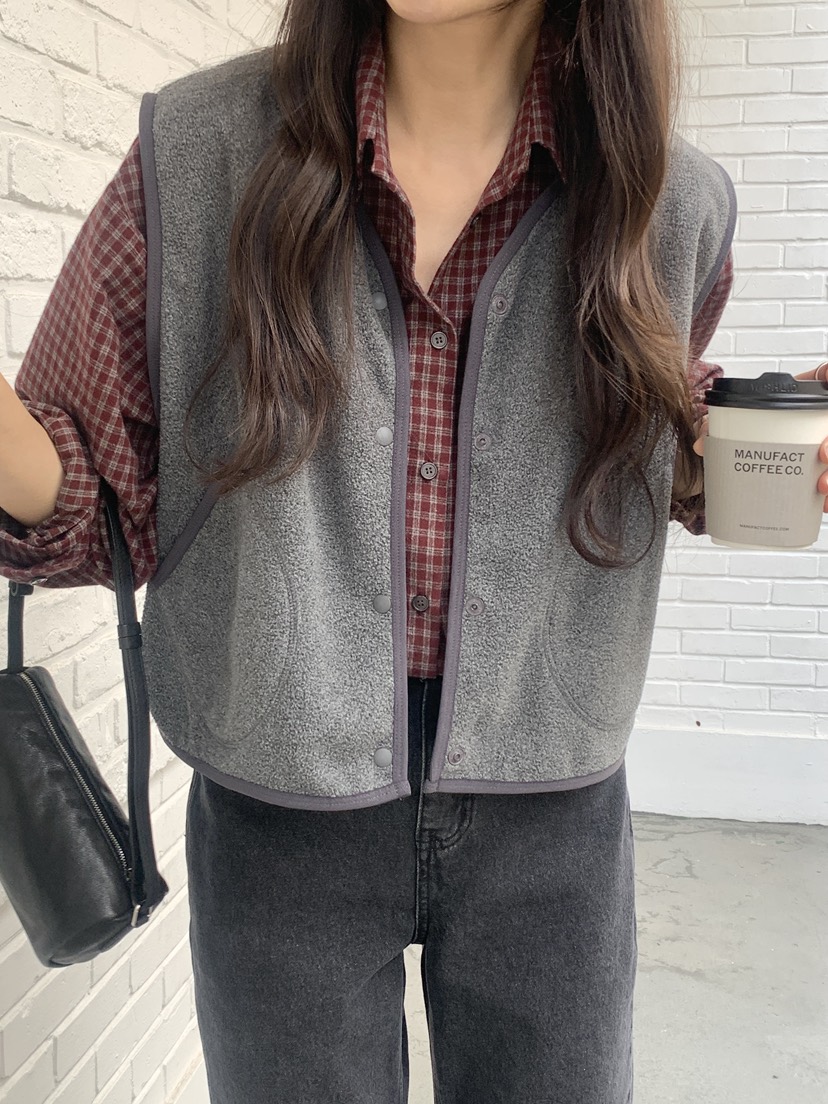 WOOD韓國直郵㊣女士新品人氣熱賣25秋冬推薦休閑職業馬甲抓絨WOOD馬甲