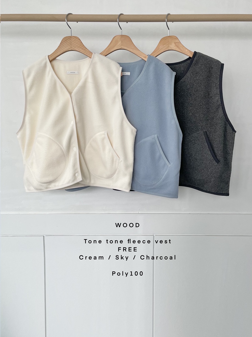 WOOD韓國直郵㊣女士新品人氣熱賣25秋冬推薦休閑職業馬甲抓絨WOOD馬甲圖色2左二色