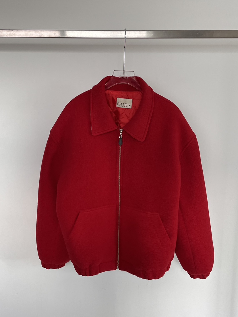 OURS韓國代購㊣女裝新品人氣熱賣25秋冬時尚推薦休閑夾克羊毛OURS夾克圖色1