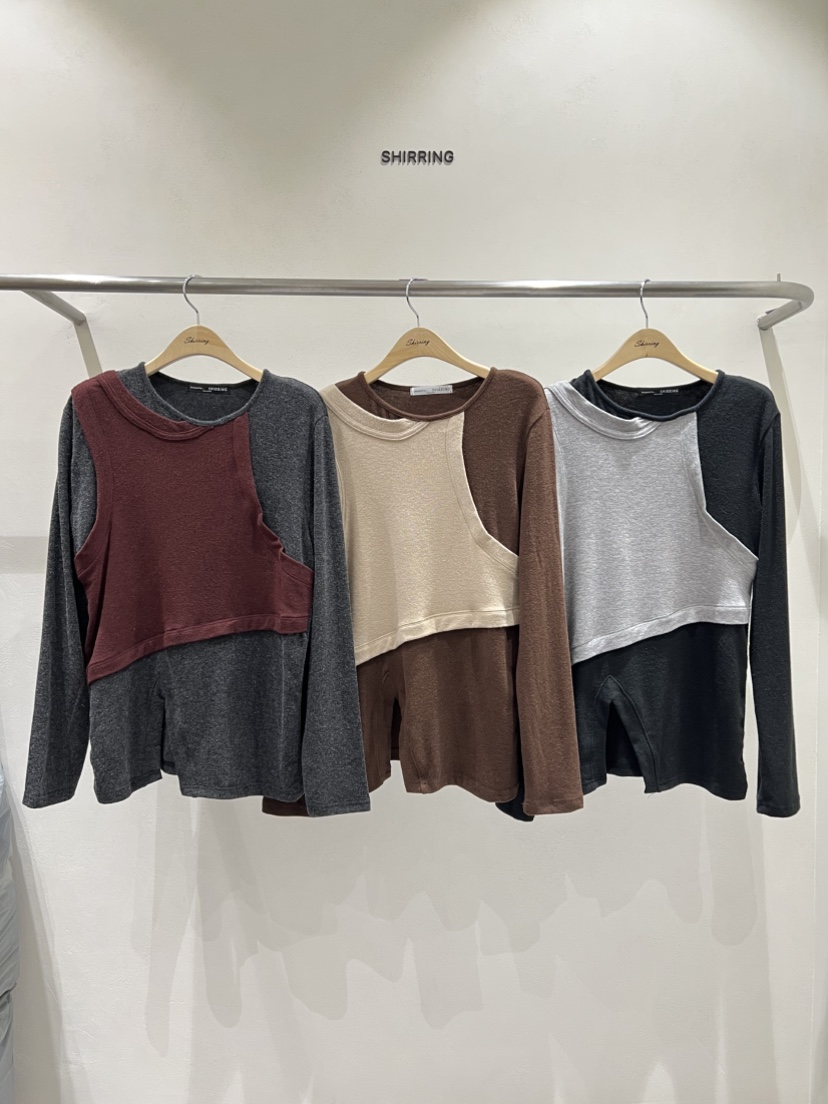 SHIRRING東大門㊣實拍女士新品25秋冬時尚人氣休閑推薦長袖T恤SHIRRING長袖T恤