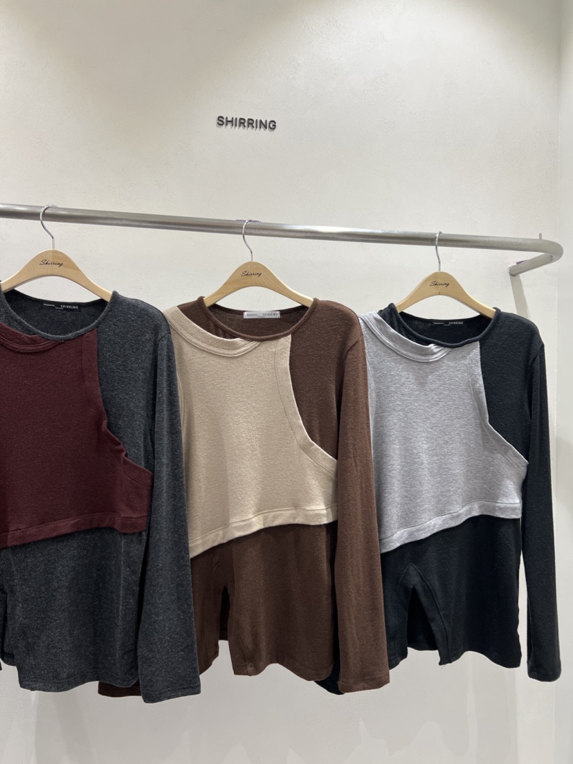 SHIRRING東大門㊣實拍女士新品25秋冬時尚人氣休閑推薦長袖T恤SHIRRING長袖T恤