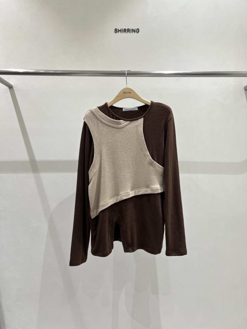 SHIRRING東大門㊣實拍女士新品25秋冬時尚人氣休閑推薦長袖T恤SHIRRING長袖T恤圖色2