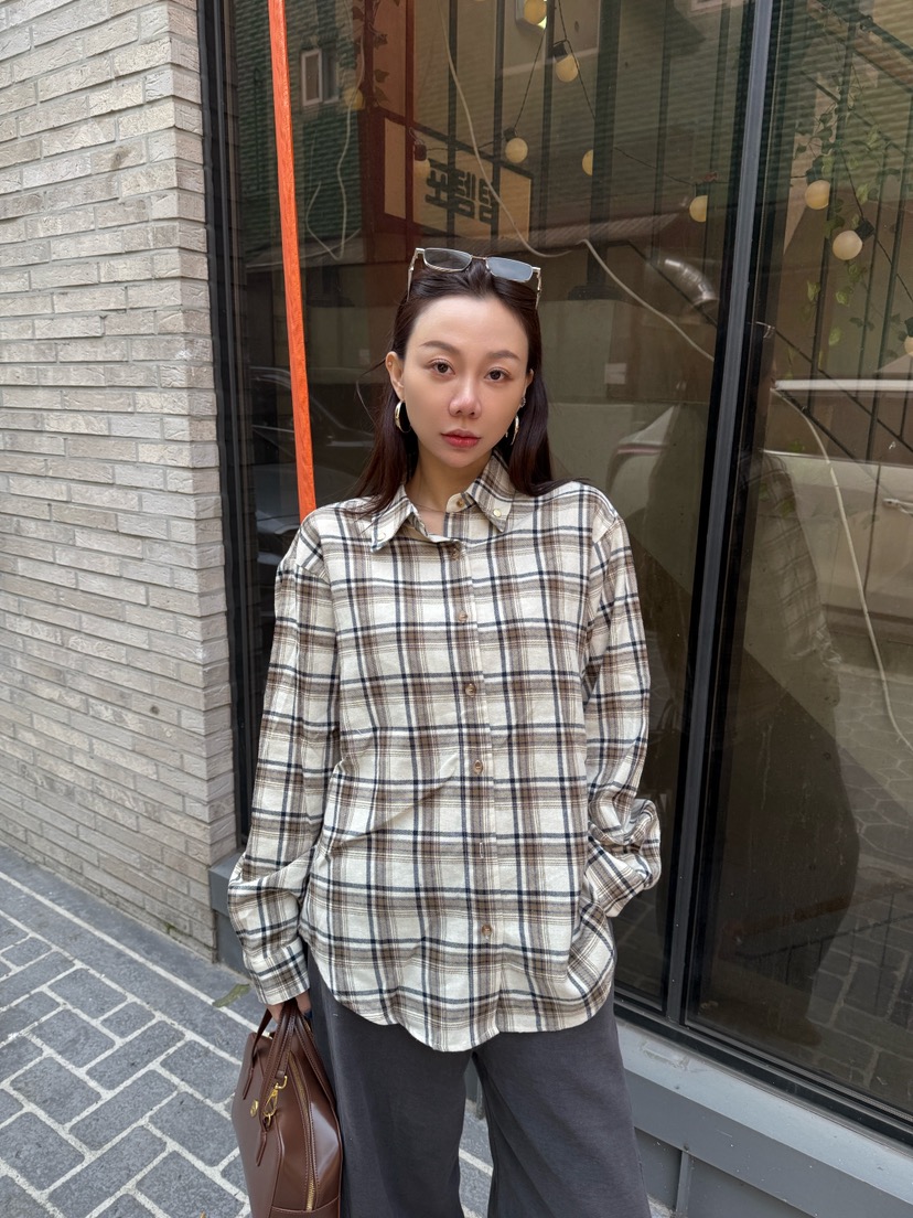 LUMIPLE東大門㊣直郵女士新款休閑人氣時尚職業襯衫蕾絲衫格紋LUMIPLE襯衫/蕾絲衫