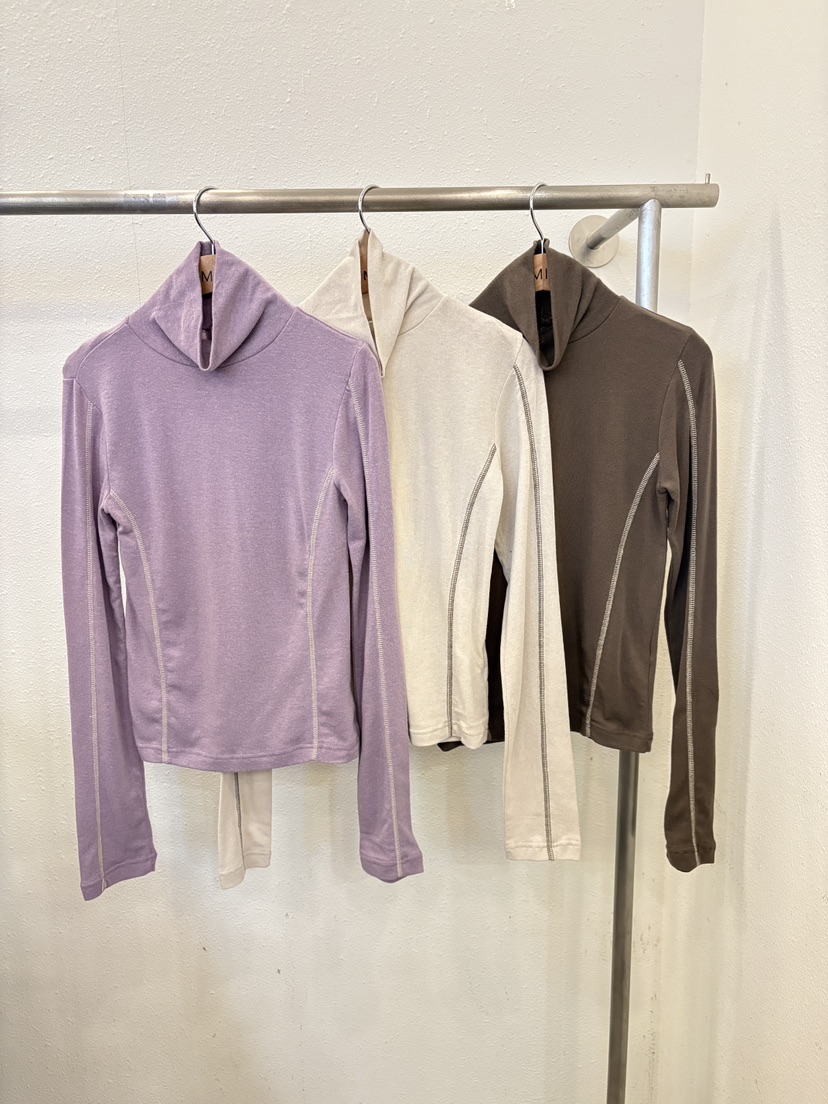 LUMIPLE韓國直郵㊣女裝新品休閑時尚職業熱賣長袖T恤修身高領LUMIPLE長袖T恤