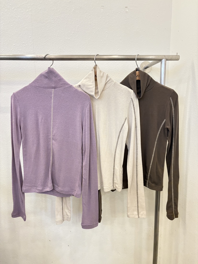 LUMIPLE韓國直郵㊣女裝新品休閑時尚職業熱賣長袖T恤修身高領LUMIPLE長袖T恤