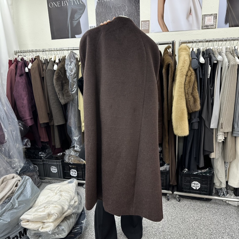 ONEBYTWO東大門㊣代購女士新品時尚推薦職業中長款大衣斗篷ONE BY TWO中長款大衣