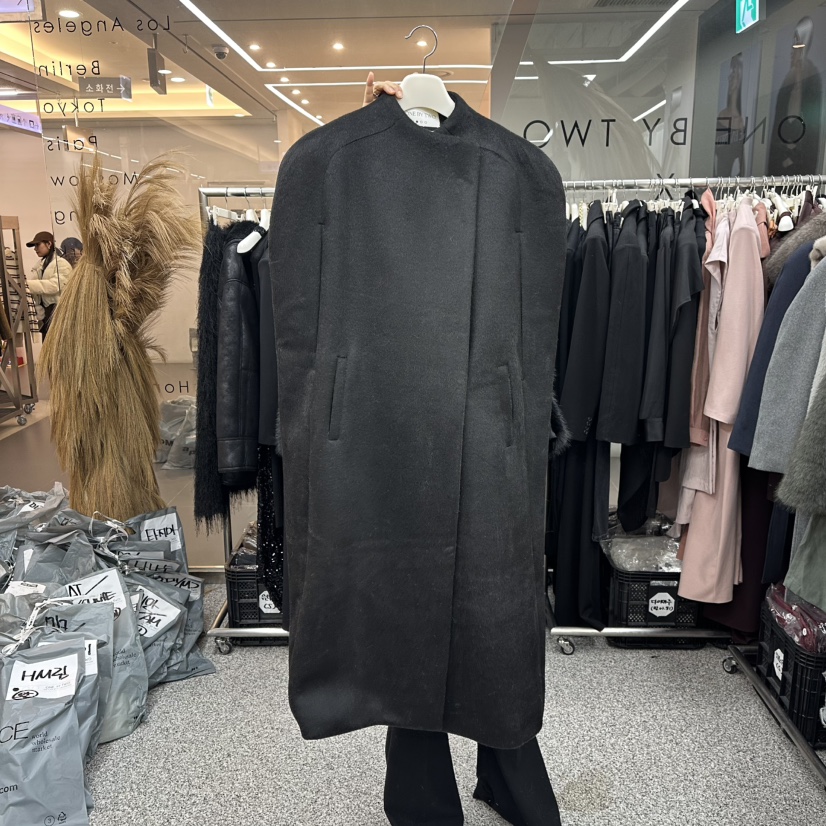 ONEBYTWO東大門㊣代購女士新品時尚推薦職業中長款大衣斗篷ONE BY TWO中長款大衣圖色2
