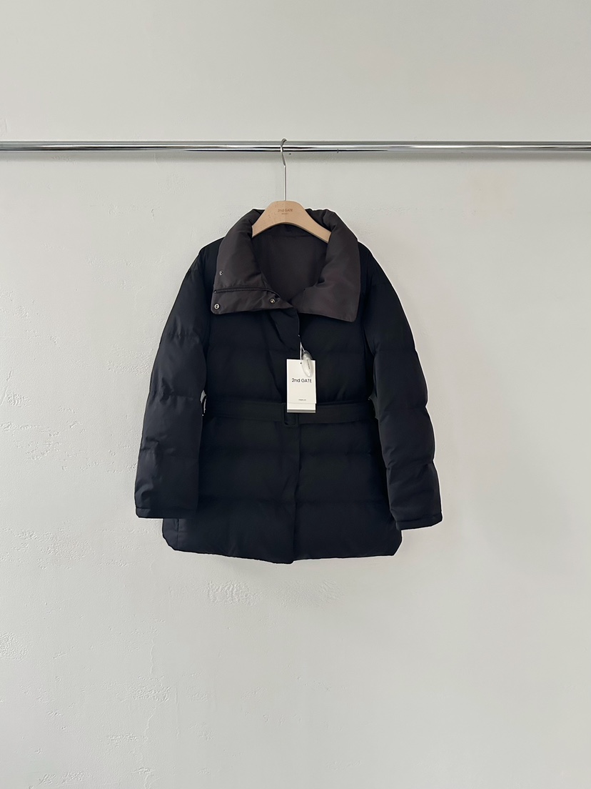 2ND GATE韓國代購㊣女裝新款人氣休閑短款棉服含腰帶雙面鴨絨2ND GATE短款棉服圖色2