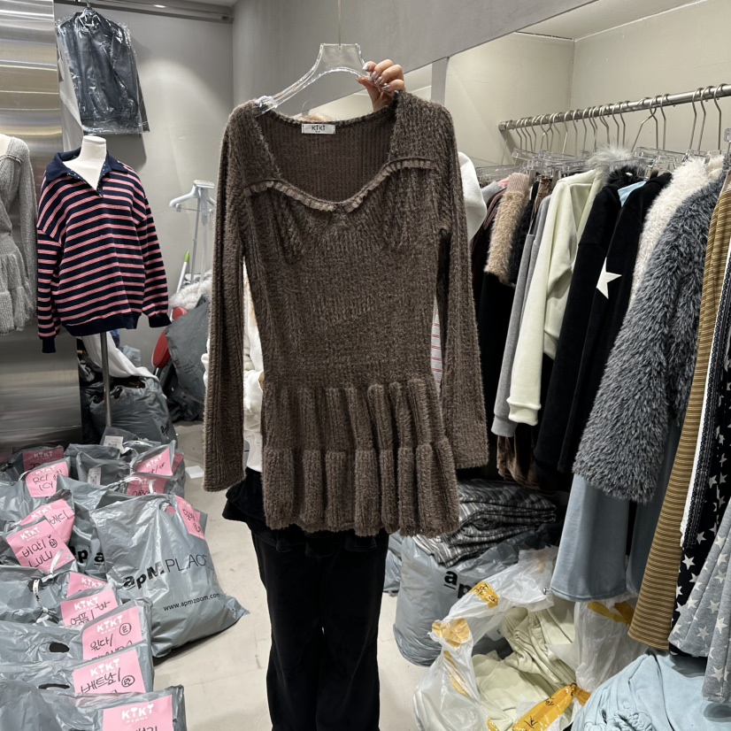 KIKI東大門㊣實拍女士新品時尚推薦熱賣休閑連衣裙可愛的毛絨KIKI連衣裙圖色1