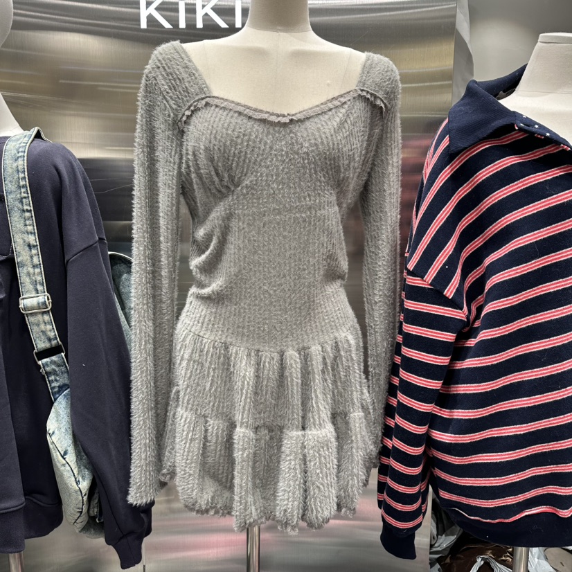 KIKI東大門㊣實拍女士新品時尚推薦熱賣休閑連衣裙可愛的毛絨KIKI連衣裙圖色2