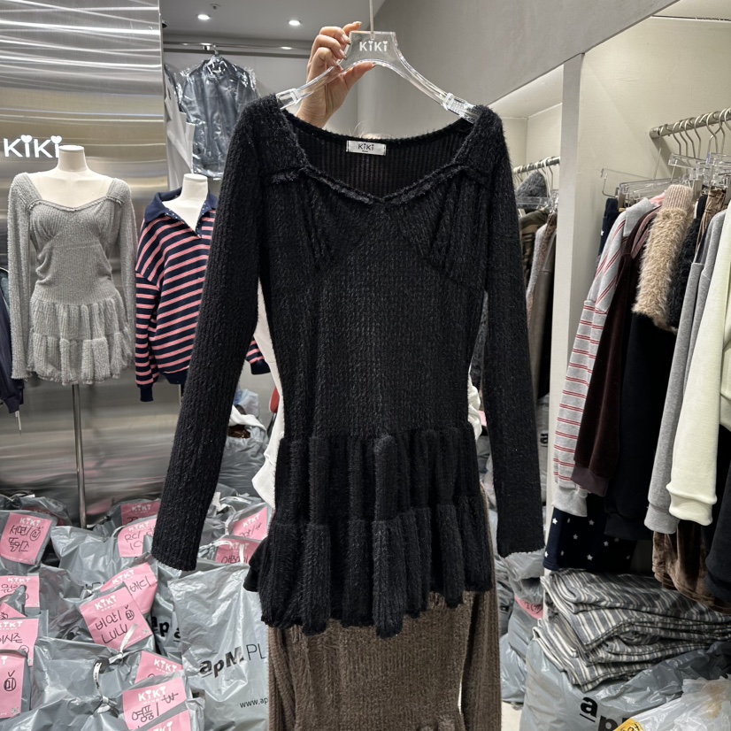 KIKI東大門㊣實拍女士新品時尚推薦熱賣休閑連衣裙可愛的毛絨KIKI連衣裙圖色3