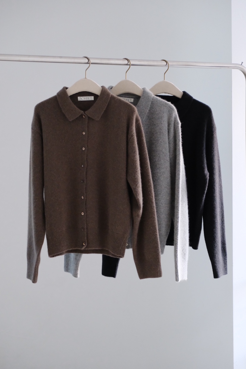 SORBET東大門㊣實拍女裝新款25秋冬推薦休閑熱賣針織衫開衫SORBET/flat white針織衫