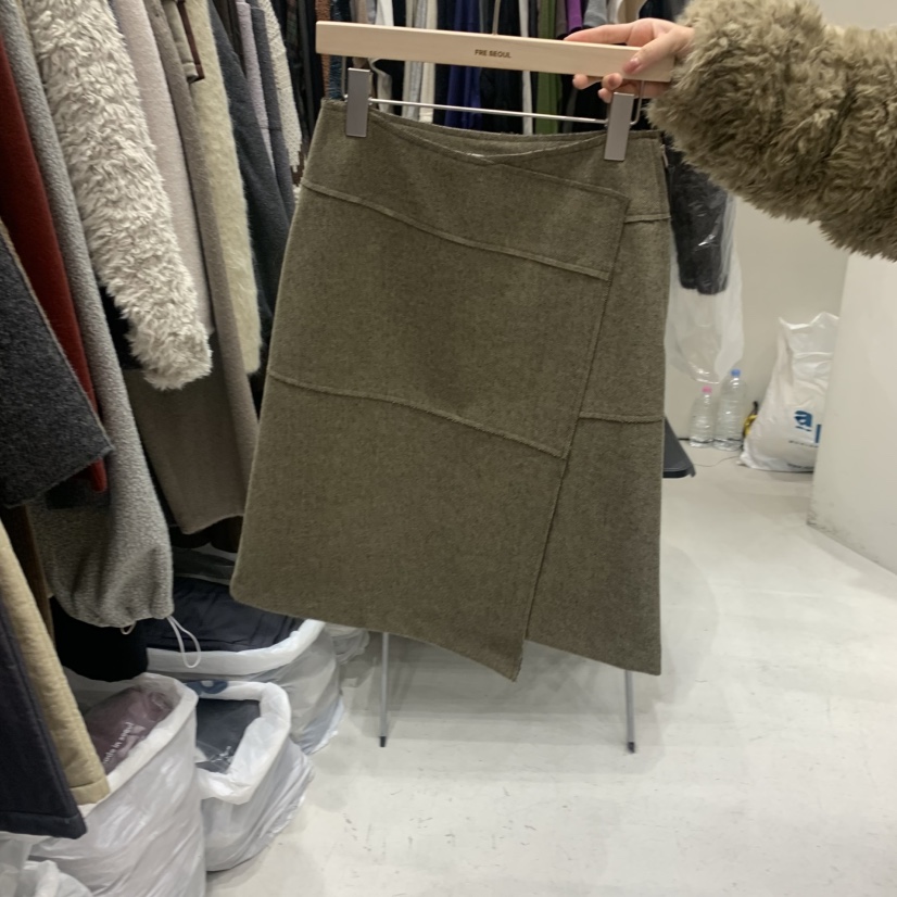 FRE韓國代購㊣女裝新品人氣職業熱賣時尚半身裙中短裙人字紋FRE半身裙/中短裙圖色1