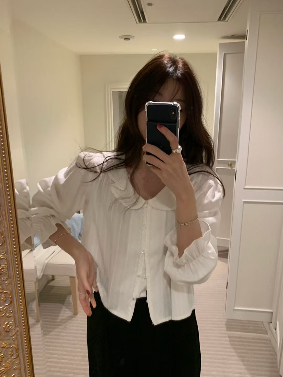 PYT-ot韓國代購㊣女裝新品時尚25秋冬真品職業人氣襯衫蕾絲衫pretty young thing襯衫/蕾絲衫圖色1