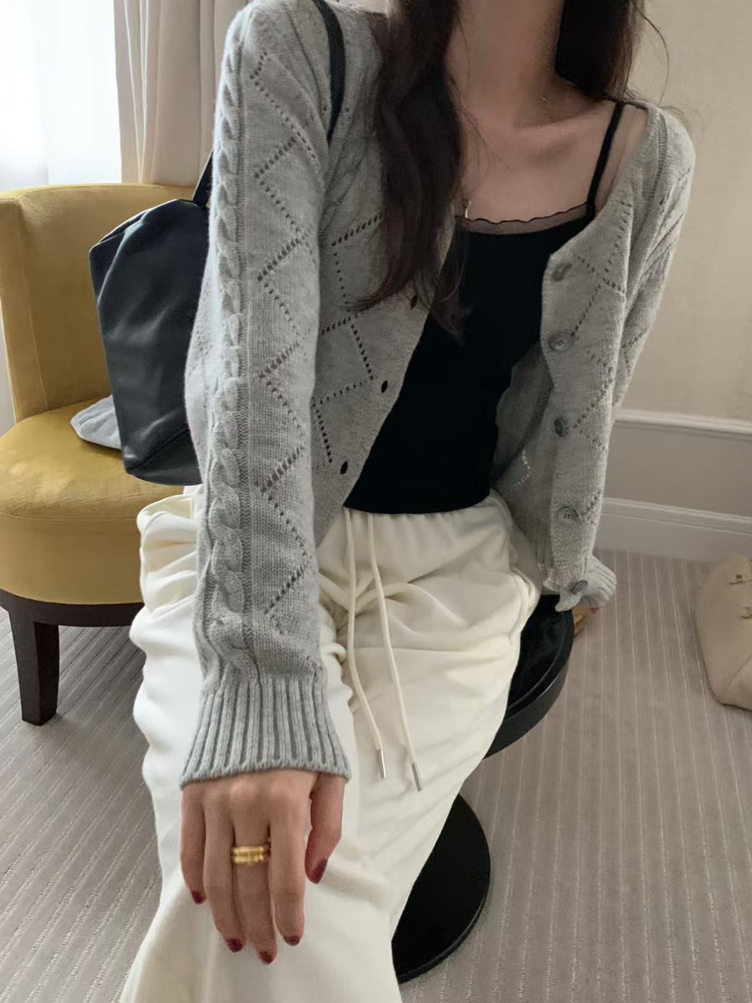 PYT-ot東大門㊣代購女裝新款25秋冬熱賣人氣休閑針織衫開衫pretty young thing針織衫圖色1