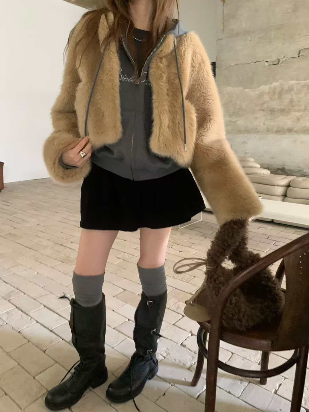 PYT-ot東大門㊣代購女士新品25秋冬職業真品時尚人氣短款大衣pretty young thing短款大衣圖色2