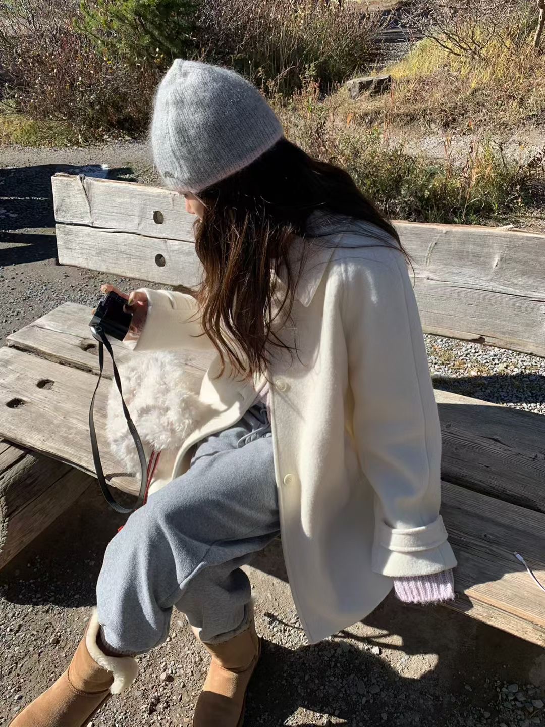 PYT-ot韓國代購㊣女士新品時尚熱賣職業真品中長款大衣羊毛pretty young thing中長款大衣