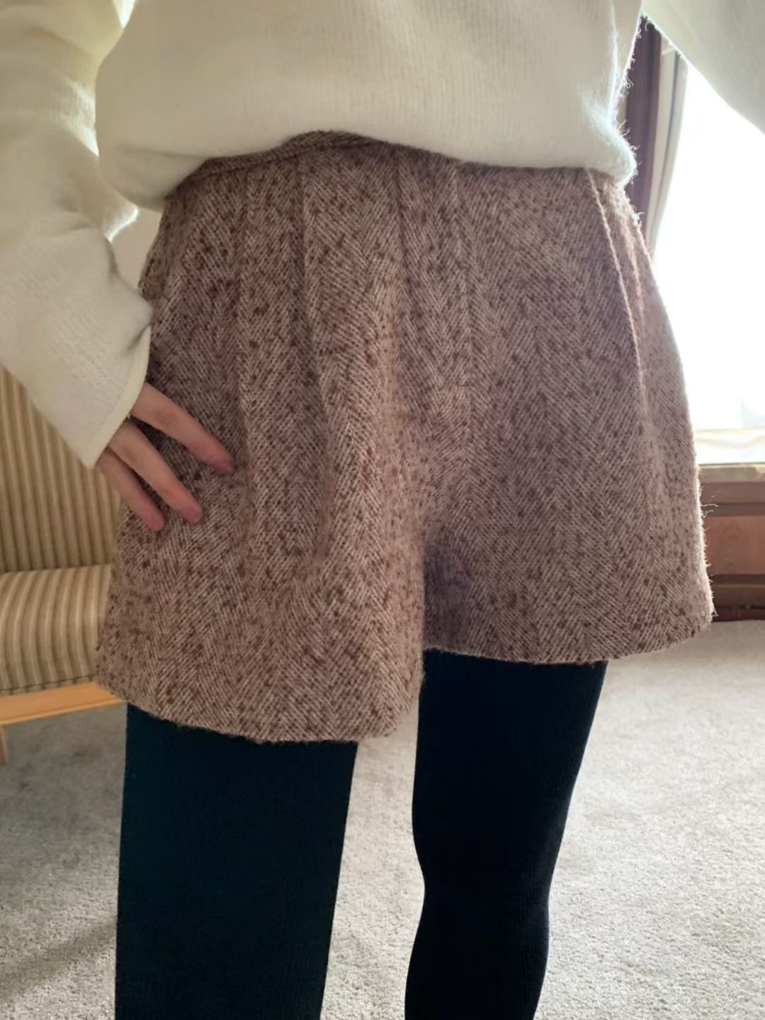 PYT-ot東大門㊣代購女裝新款人氣真品推薦25秋冬短褲粗花呢pretty young thing短褲圖色1