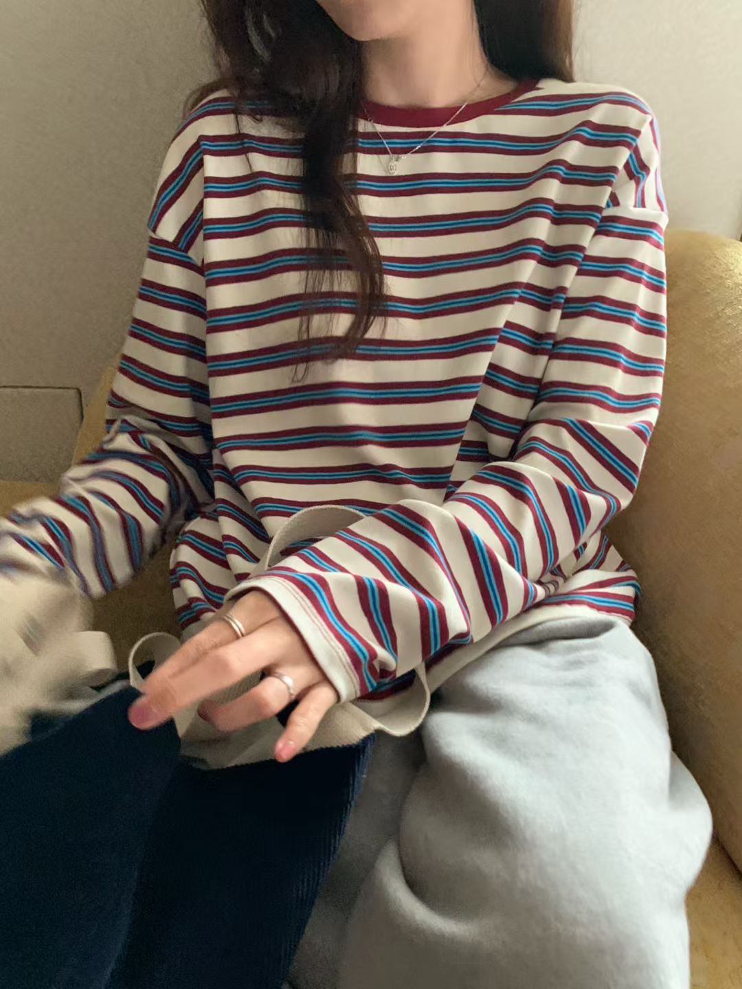 PYT-ot東大門㊣實拍女士新款25秋冬職業休閑熱賣推薦長袖T恤pretty young thing長袖T恤圖色1