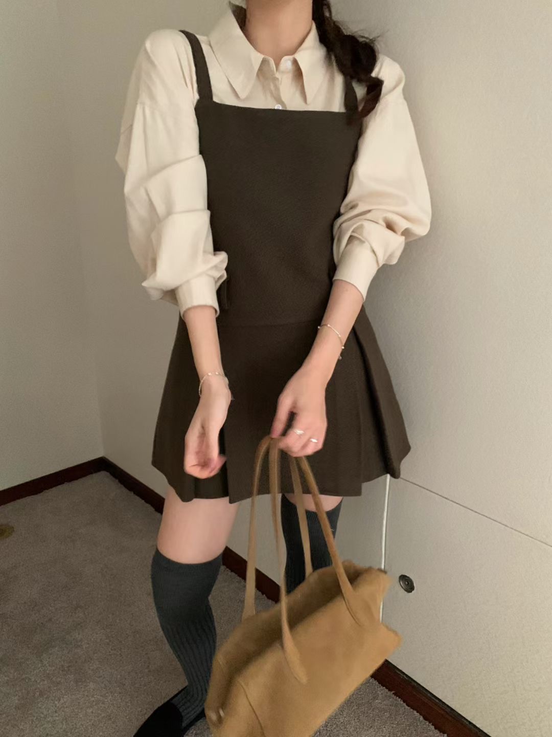 PYT-ot韓國代購㊣女裝新品推薦25秋冬人氣休閑時尚連衣裙羊毛pretty young thing連衣裙圖色1