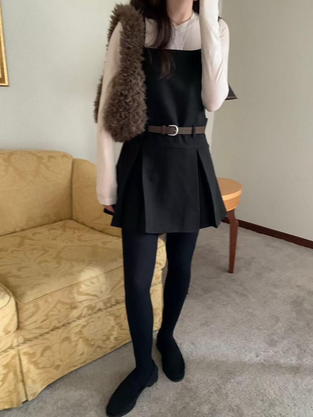 PYT-ot韓國代購㊣女裝新品推薦25秋冬人氣休閑時尚連衣裙羊毛pretty young thing連衣裙圖色2