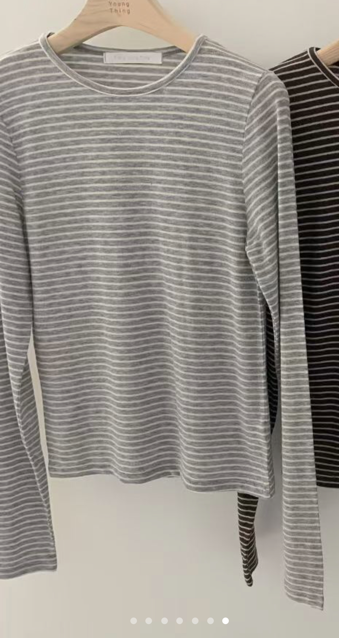 PYT-ot東大門㊣直郵女士新款休閑真品25秋冬職業長袖T恤條紋pretty young thing長袖T恤圖色1