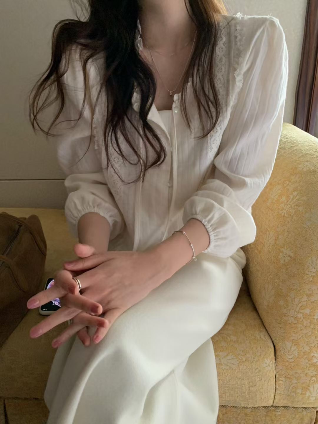 PYT-ot東大門㊣實拍女士新款25秋冬推薦時尚人氣襯衫蕾絲衫pretty young thing襯衫/蕾絲衫