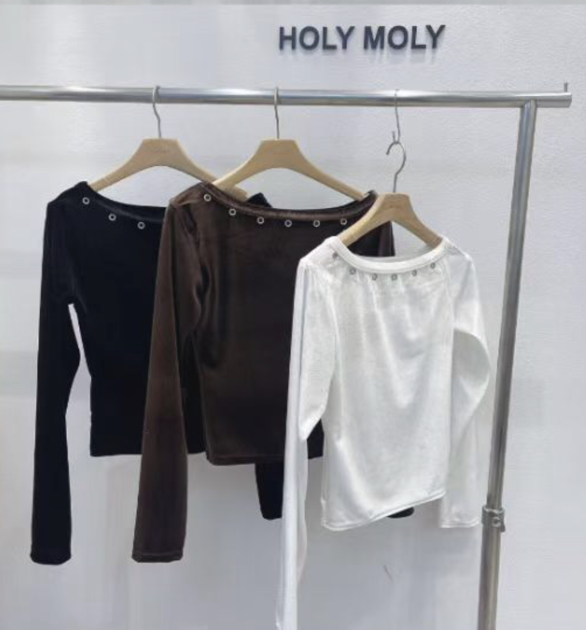 HOLYMOLY韓國代購㊣女裝新款25秋冬真品休閑人氣熱賣長袖T恤HOLYMOLY長袖T恤圖色1左一色