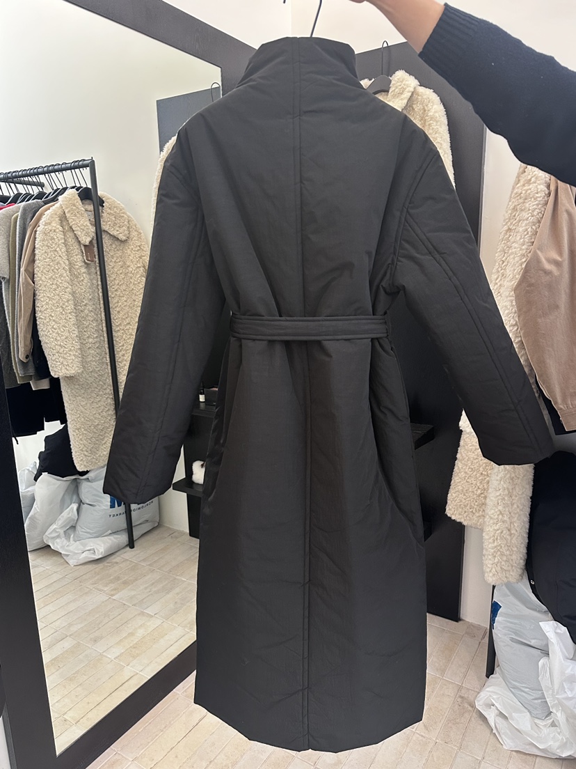 MOANI韓國直郵㊣女裝新品25秋冬推薦休閑熱賣長款棉服含腰帶棉MOANI長款棉服