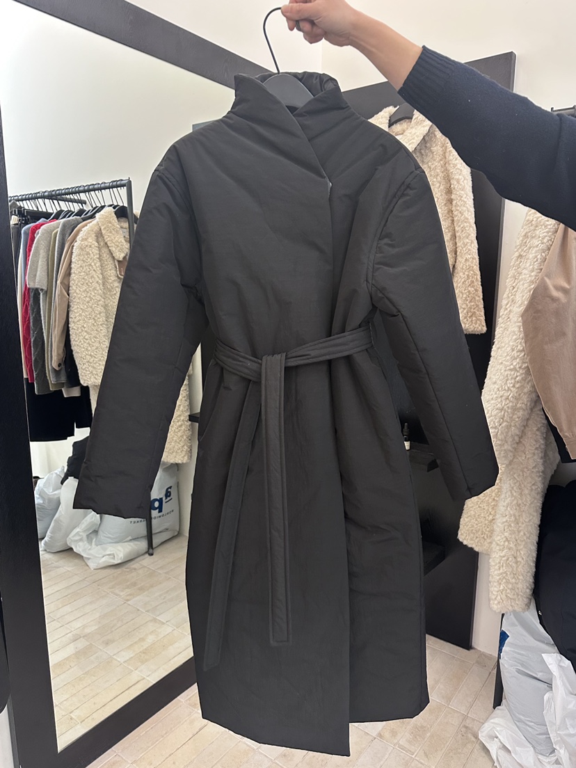 MOANI韓國直郵㊣女裝新品25秋冬推薦休閑熱賣長款棉服含腰帶棉MOANI長款棉服圖色1